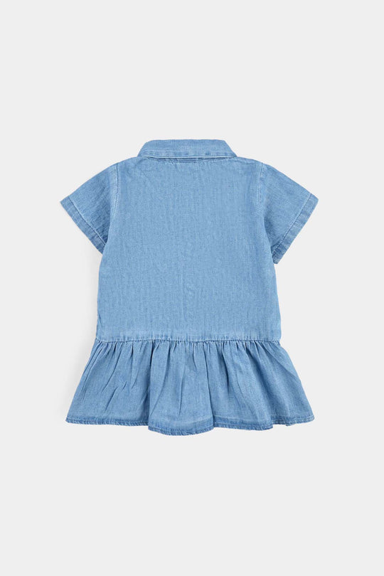 Infant Girls Tensile Denim (Light Denim) Emb Top Hearts-Blue