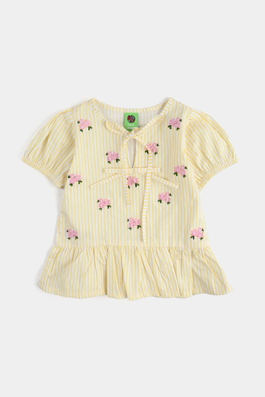 Infant Girls Cotton EMB Top Poppy-Yellow