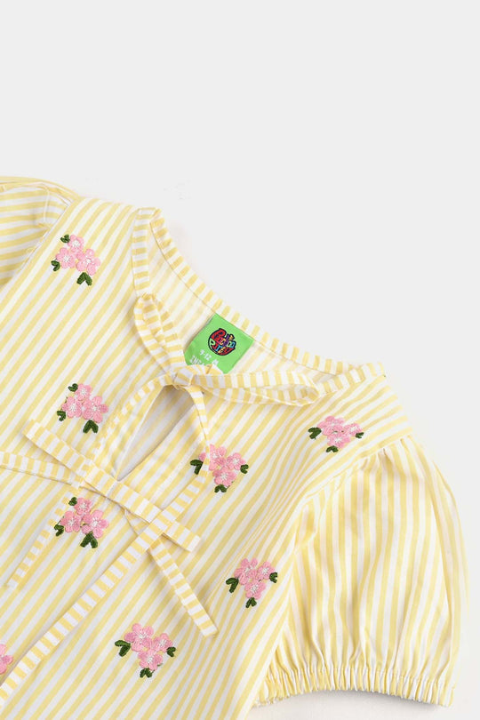 Infant Girls Cotton EMB Top Poppy-Yellow