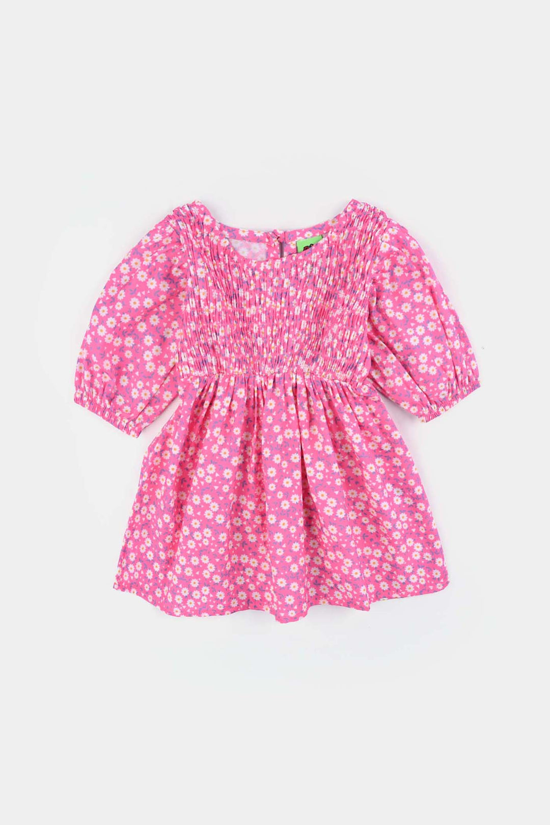 Infant Girls Raw Silk Casual Frock-Pink