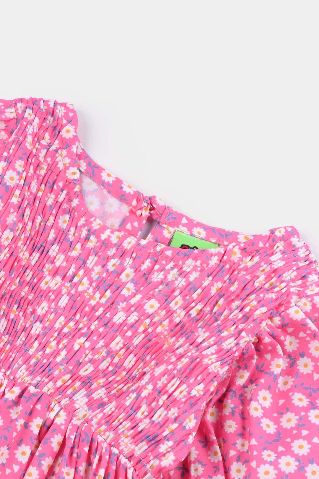 Infant Girls Raw Silk Casual Frock-Pink