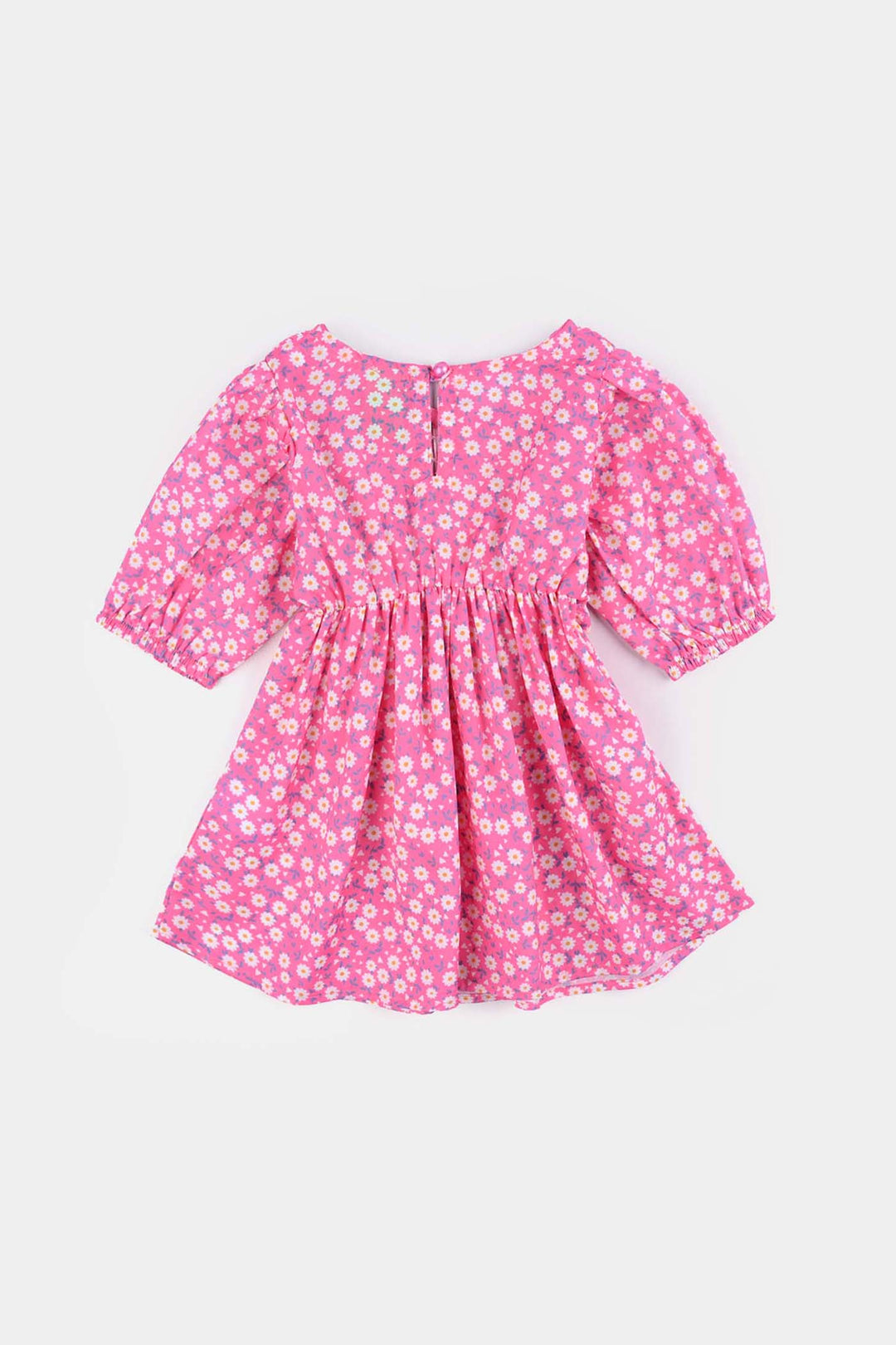 Infant Girls Raw Silk Casual Frock-Pink