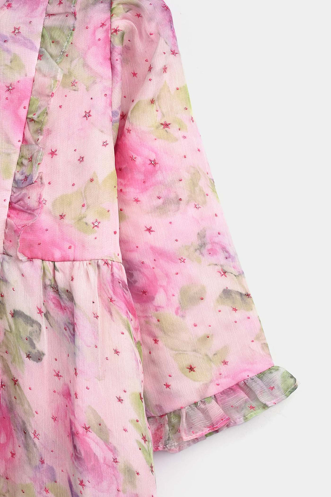 Girls Chiffon Casual Frock Neon Star-Multi