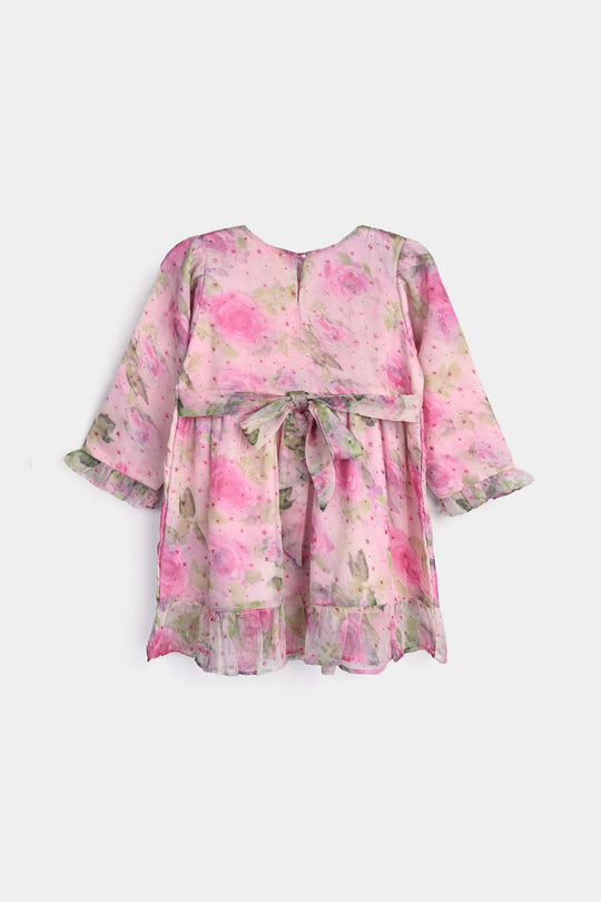 Girls Chiffon Casual Frock Neon Star-Multi