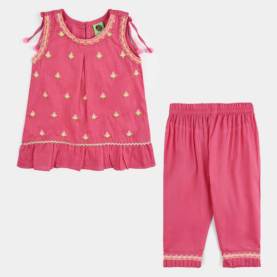 Infant Girls Cotton Emb 2Pcs Orchid-Pink