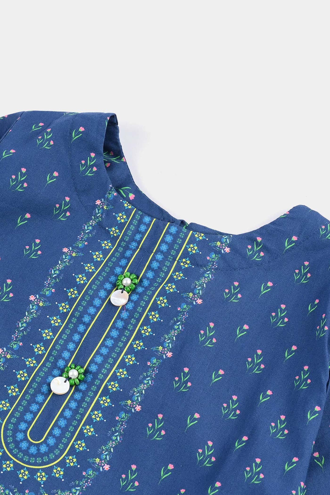 Girls Cotton Poplin Printed 2 Pcs Lotus-Blue