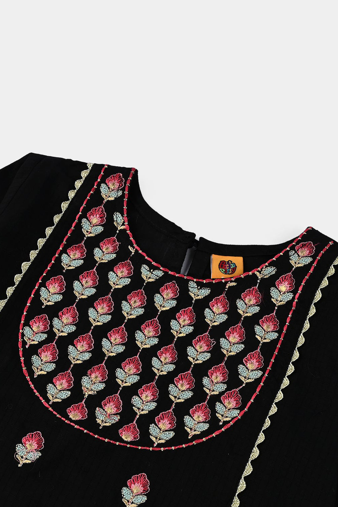 Girls Cotton Emb 2Pcs Gulbahar-BLACK