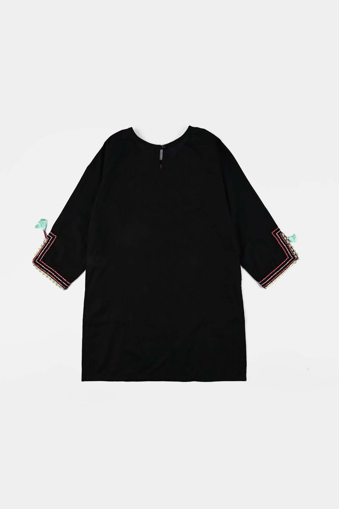 Girls Cotton Emb 2Pcs Gulbahar-BLACK