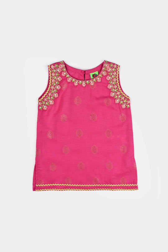 Infant Girls Jacquard Emb 2Pcs Roop-Magenta