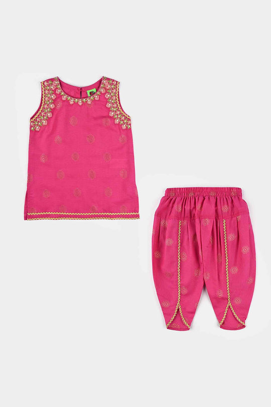 Infant Girls Jacquard Emb 2Pcs Roop-Magenta