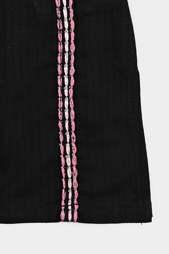 Infant Girls Cotton Emb Kurti Saweyra-BLACK