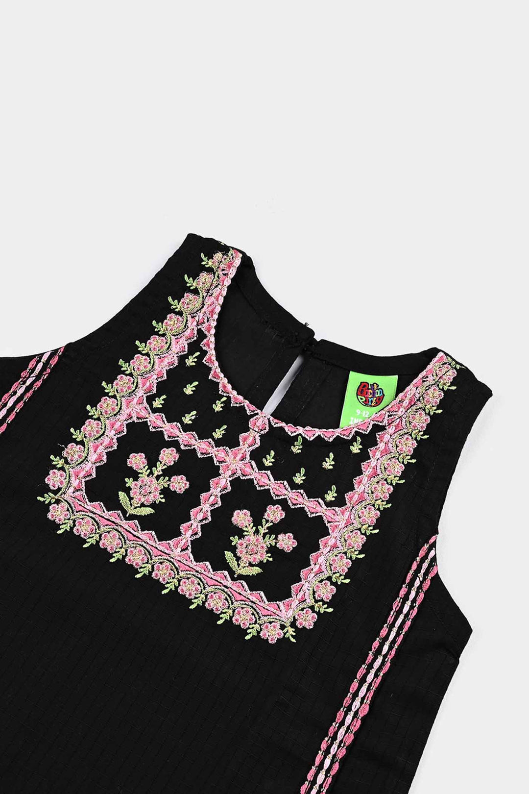 Infant Girls Cotton Emb Kurti Saweyra-BLACK