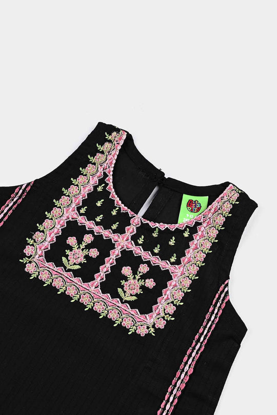Infant Girls Cotton Emb Kurti Saweyra-BLACK