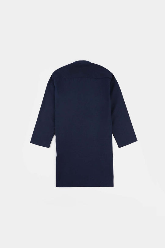 Boys Poly Viscose Printed Kurta (Zig Zag)-Navy Blue