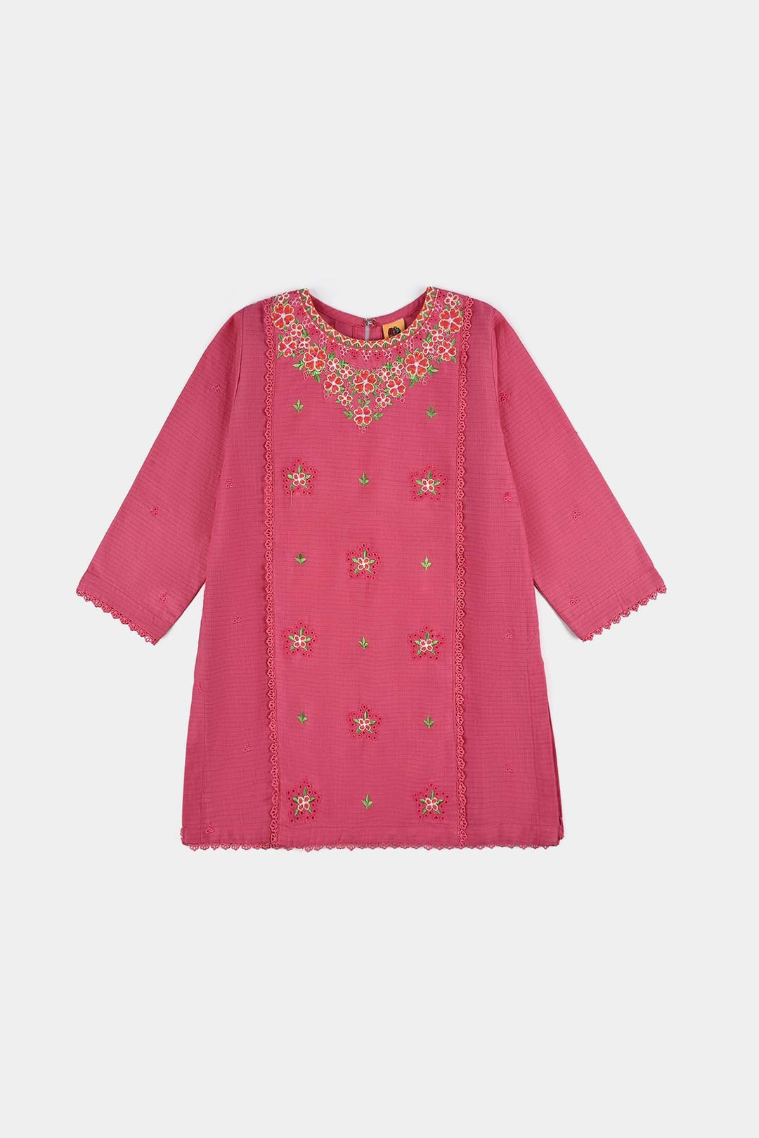 Girls Cotton Emb 2Pcs Petal-Pink
