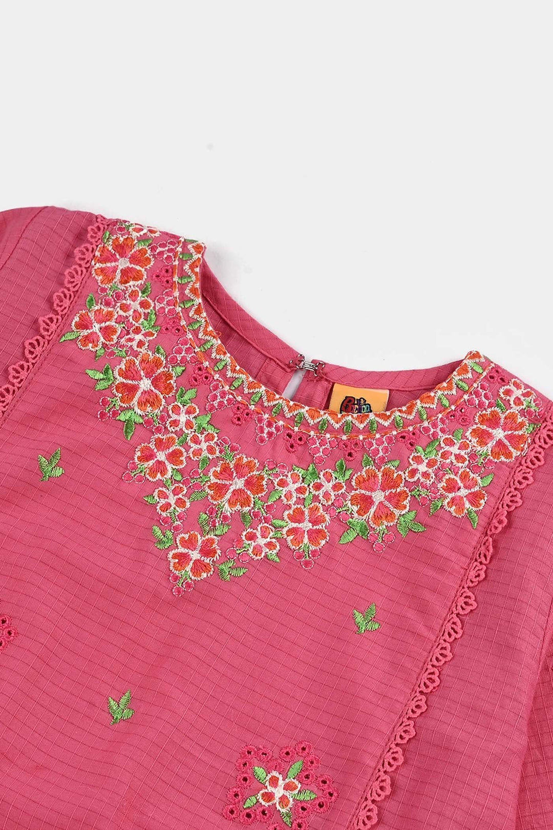 Girls Cotton Emb 2Pcs Petal-Pink