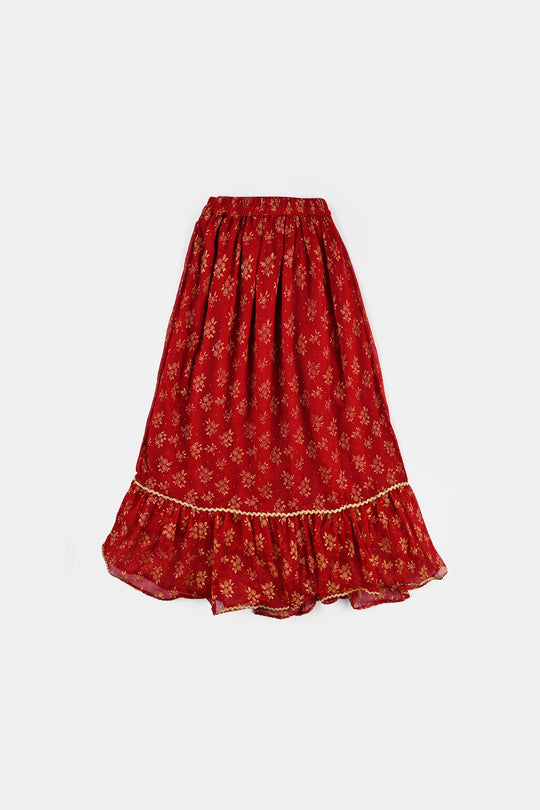 Girls Chiffon 2Pcs Little Gold-RED