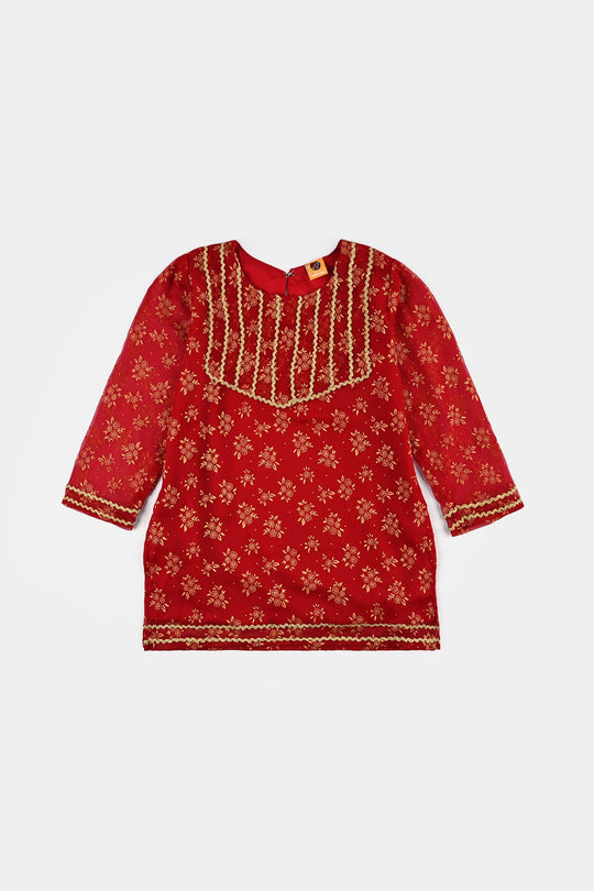 Girls Chiffon 2Pcs Little Gold-RED