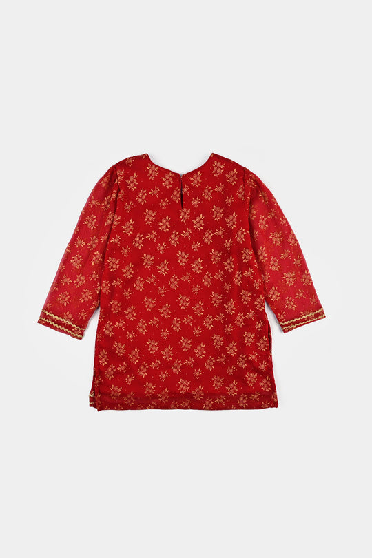 Girls Chiffon 2Pcs Little Gold-RED