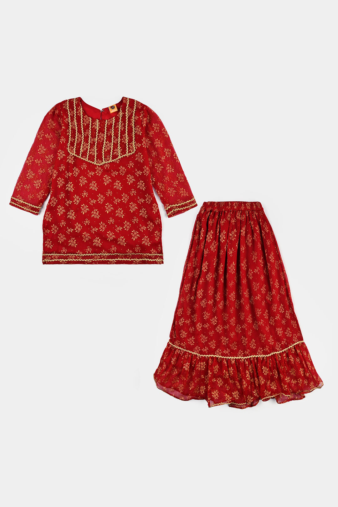 Girls Chiffon 2Pcs Little Gold-RED