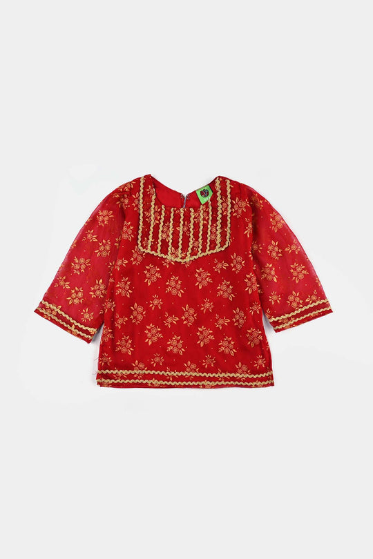 Infant Girls Chiffon 2Pcs Little Gold-RED