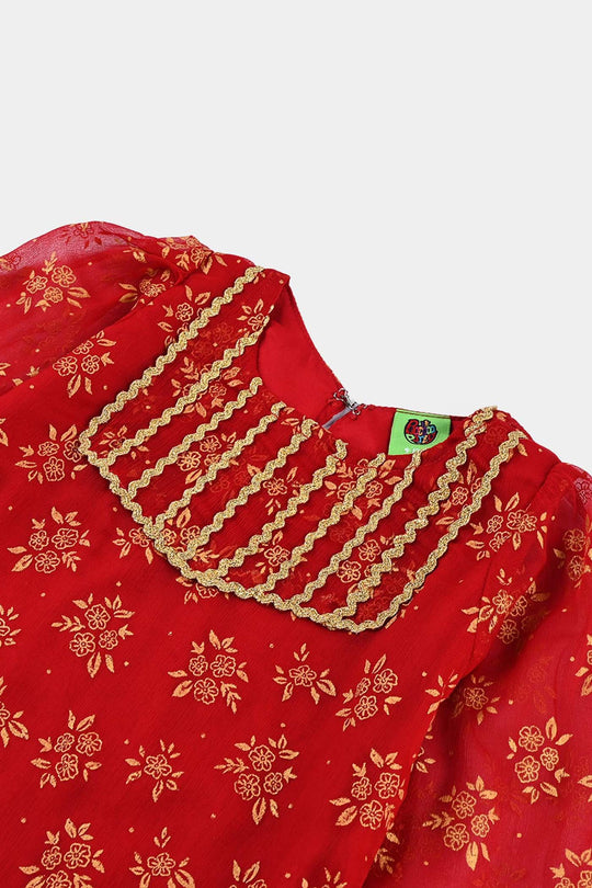 Infant Girls Chiffon 2Pcs Little Gold-RED