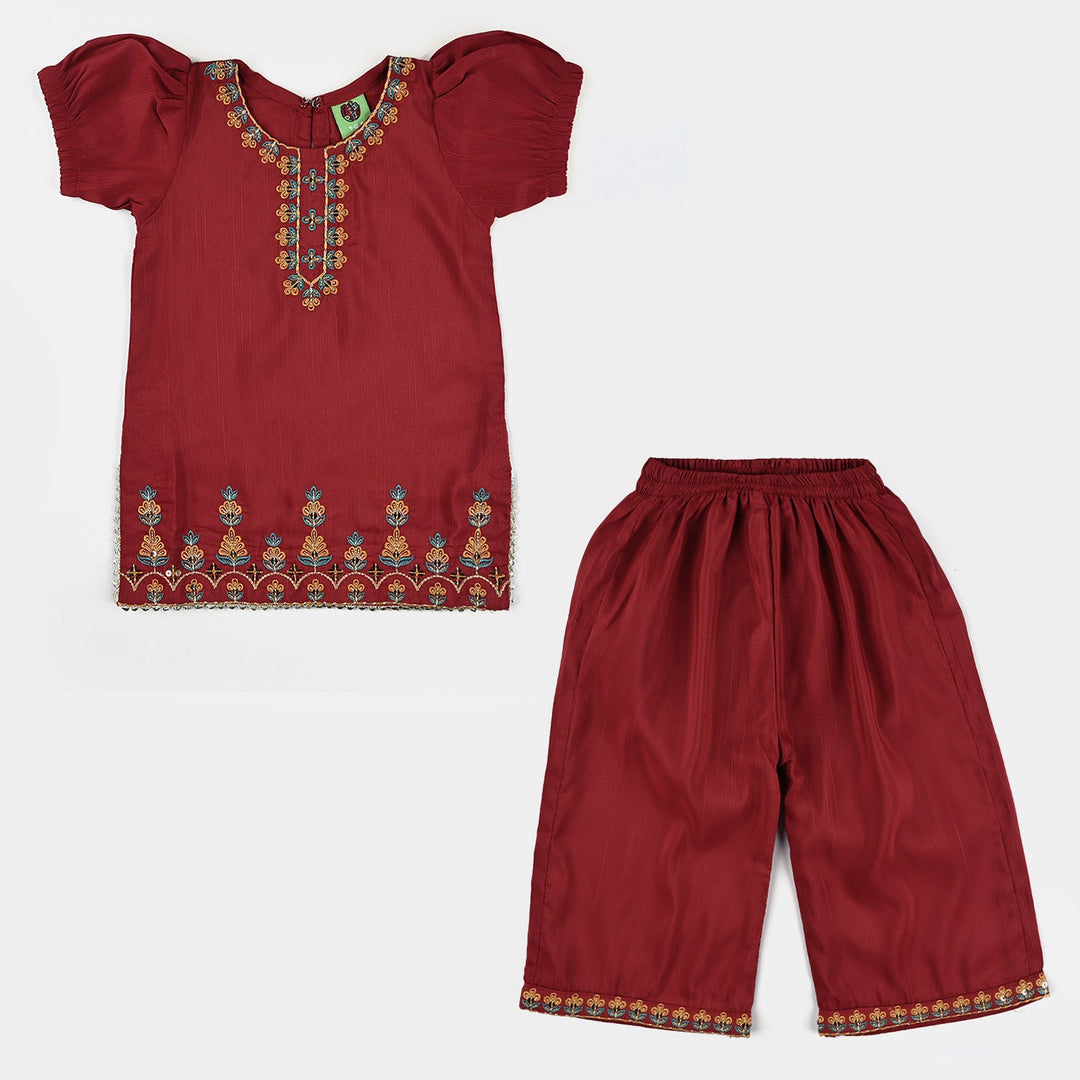 Infant Girls Chiffon 2Pcs Maha Rani-Red