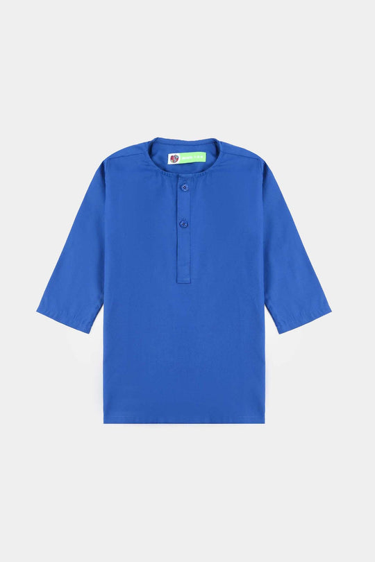 Infant Boys Cotton Poplin Kurta Pajama (Basic)-BLUE