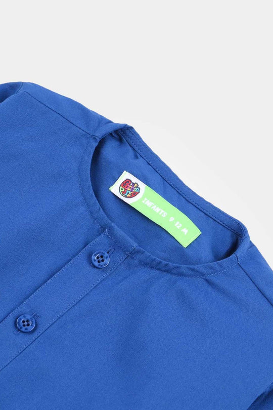 Infant Boys Cotton Poplin Kurta Pajama (Basic)-BLUE