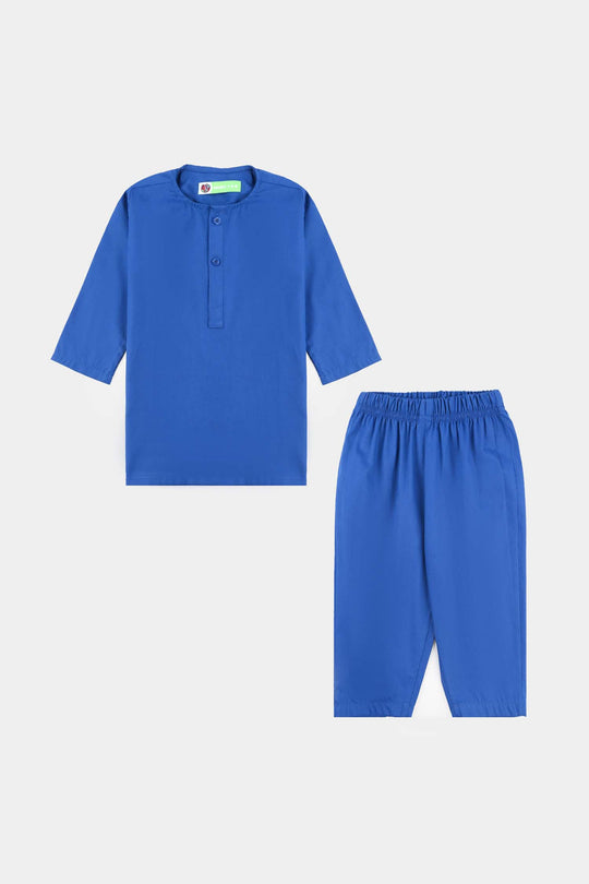 Infant Boys Cotton Poplin Kurta Pajama (Basic)-BLUE