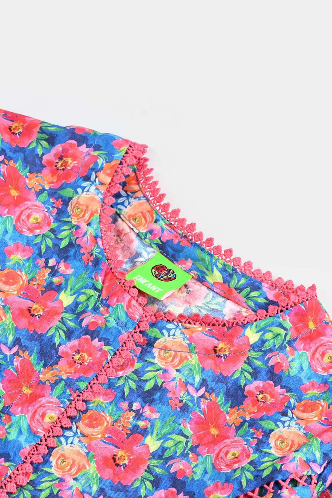 Infant Girls Cotton Poplin Printed Kurti Floral-Multi