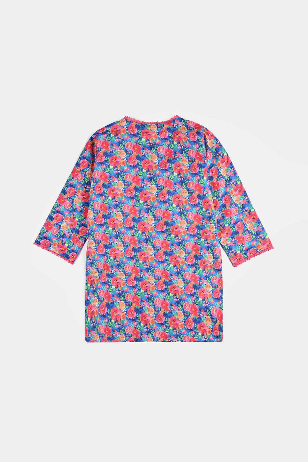 Infant Girls Cotton Poplin Printed Kurti Floral-Multi