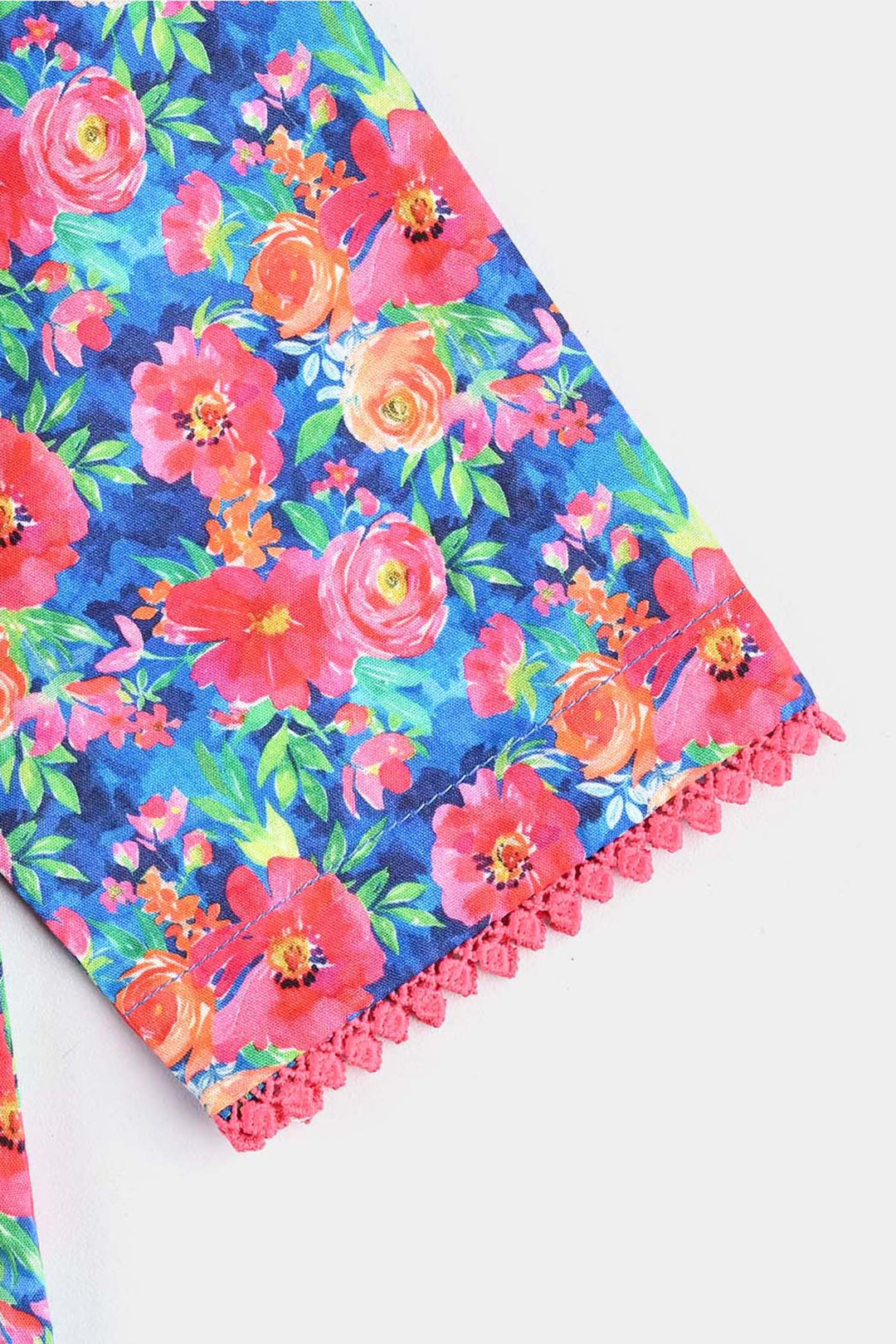 Infant Girls Cotton Poplin Printed Kurti Floral-Multi