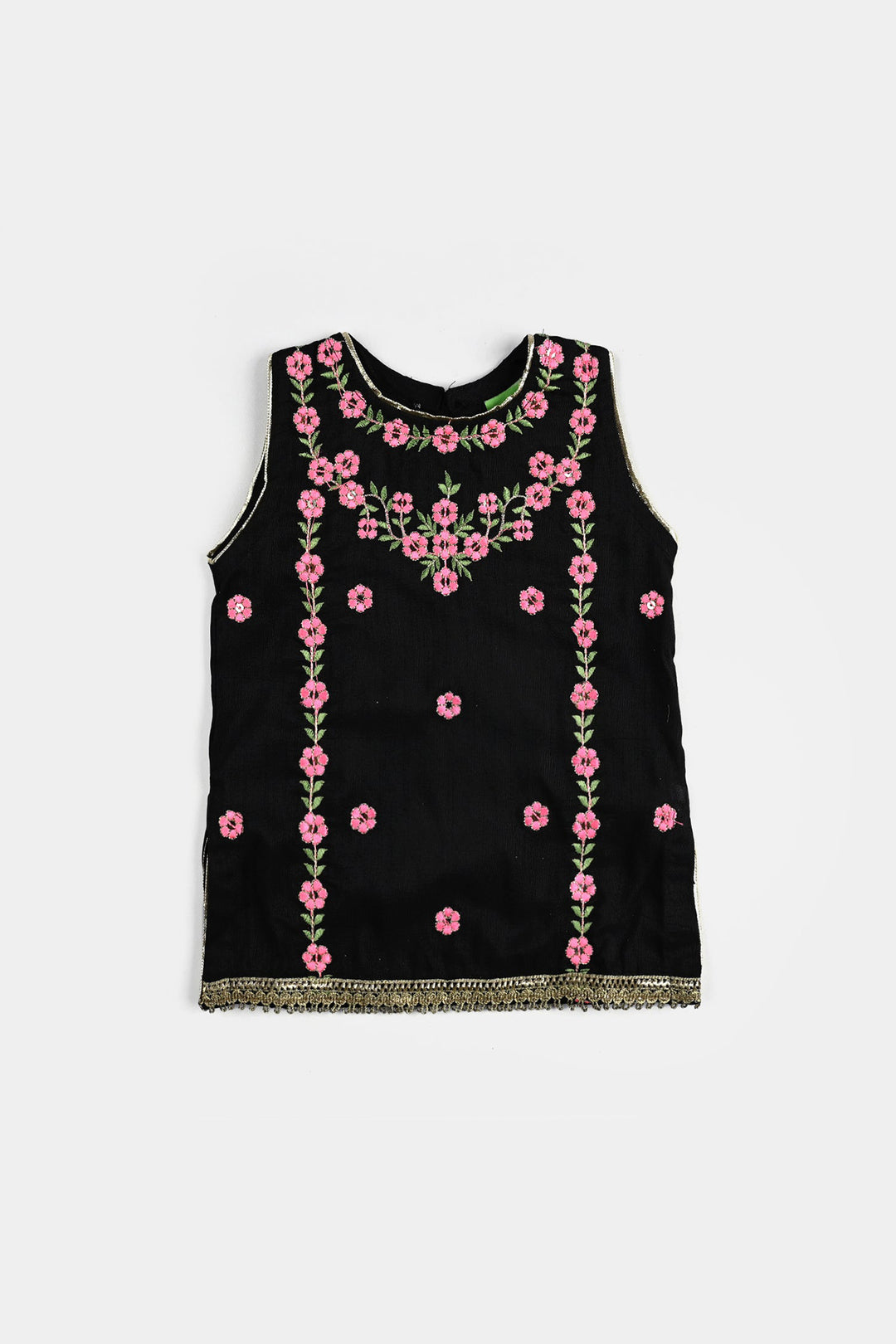 Infant Girls Raw Silk Fancy 2Pcs Little Beauty-BLACK