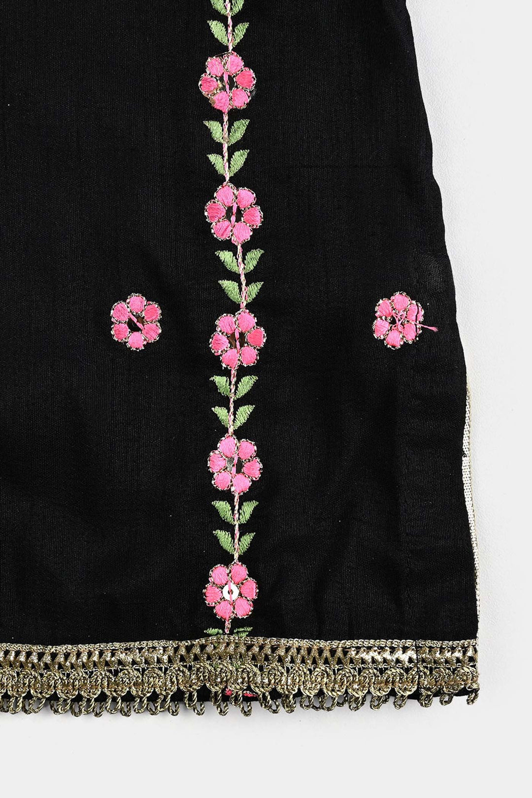 Infant Girls Raw Silk Fancy 2Pcs Little Beauty-BLACK