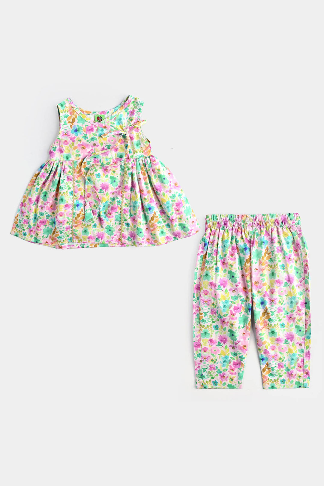 Infant Girls Cotton Poplin Printed 2Pcs Water Lily-Multi