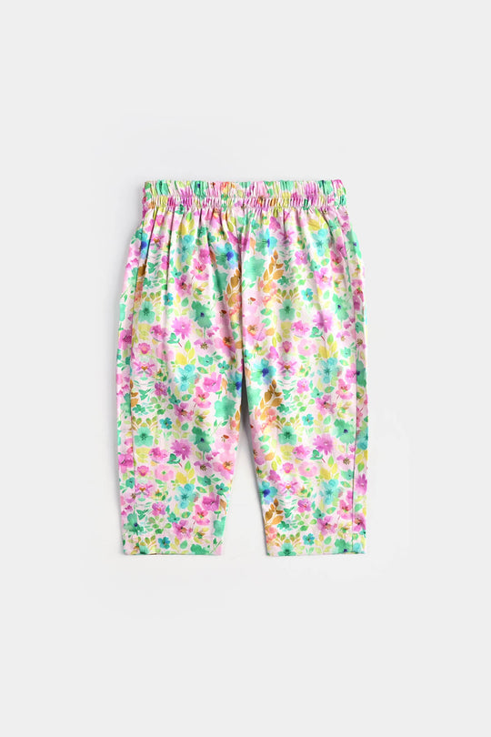 Infant Girls Cotton Poplin Printed 2Pcs Water Lily-Multi