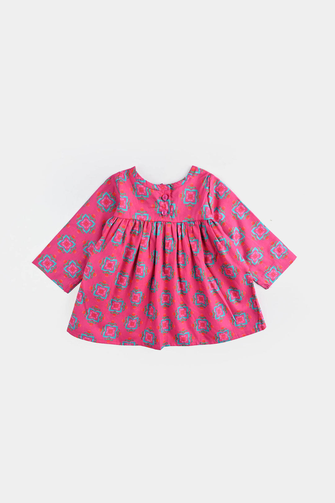 Infant Girls Cotton Poplin Printed 2Pcs-Pink