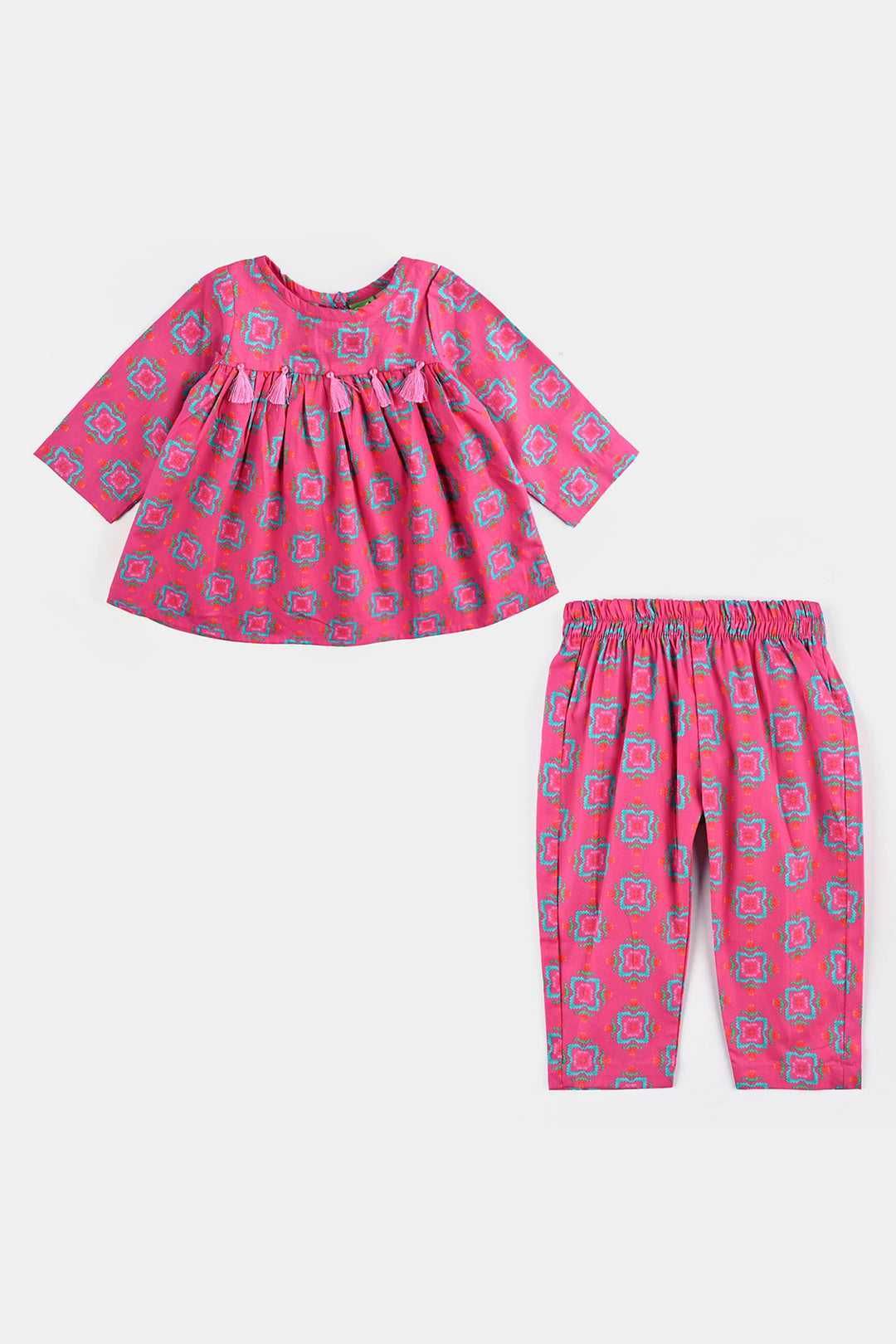 Infant Girls Cotton Poplin Printed 2Pcs-Pink