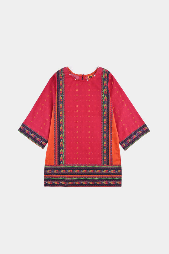 Girls Cotton Poplin Printed Kurti Desired-Multi