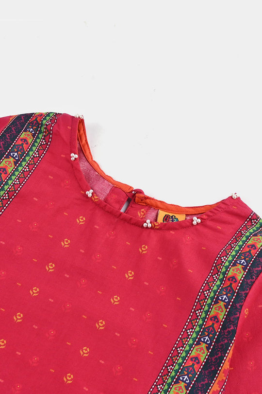 Girls Cotton Poplin Printed Kurti Desired-Multi