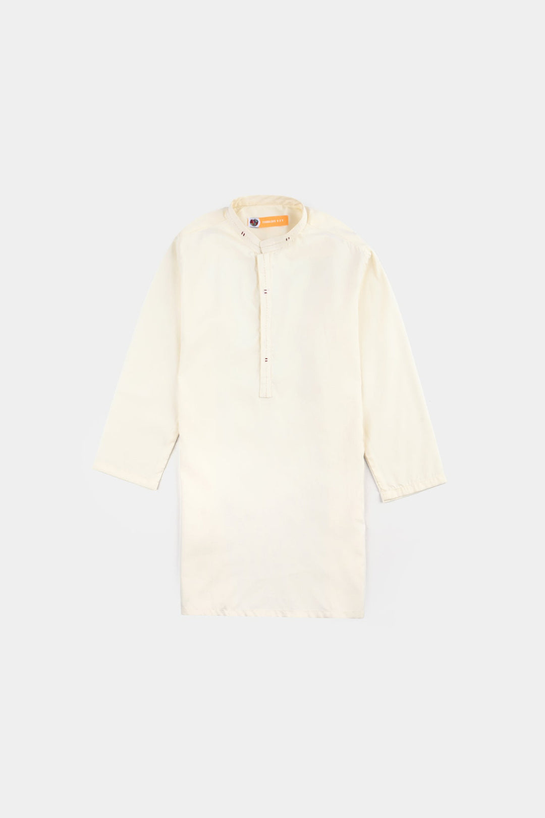 Boys Poly Viscose Embroidered Kurta (Contrast EMB)-Cream