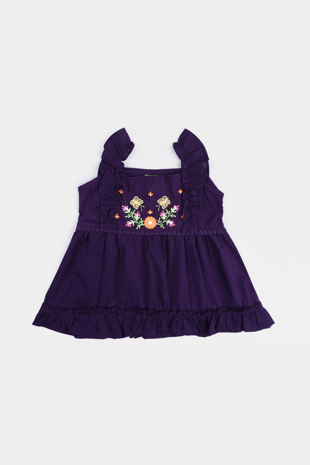 Infant Girls Cotton Emb Kurti Little Frill-Purple
