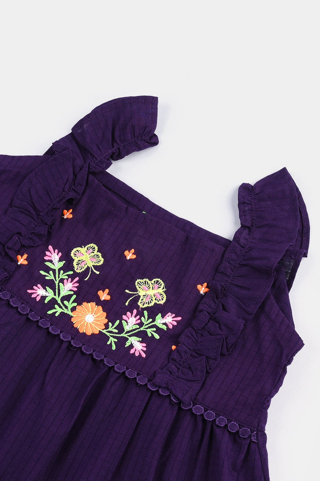 Infant Girls Cotton Emb Kurti Little Frill-Purple