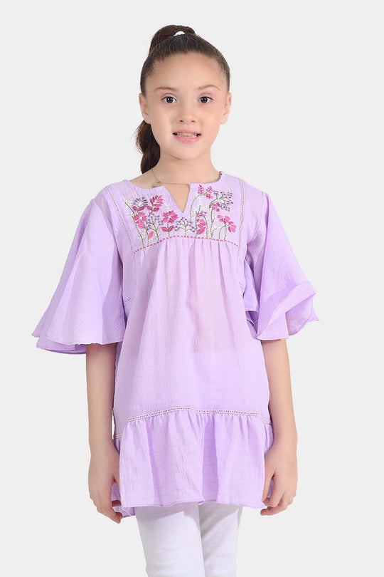 Girls Cotton Casual Frock Lily-Lilac