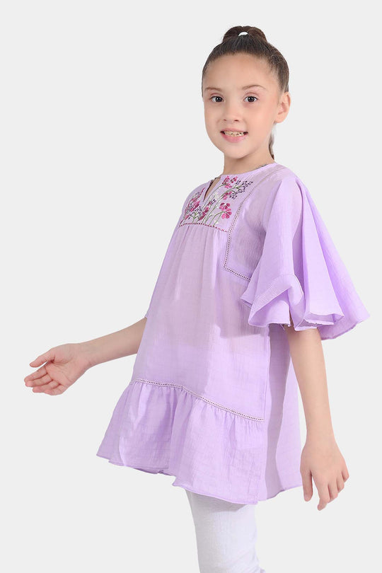 Girls Cotton Casual Frock Lily-Lilac