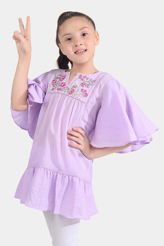 Girls Cotton Casual Frock Lily-Lilac