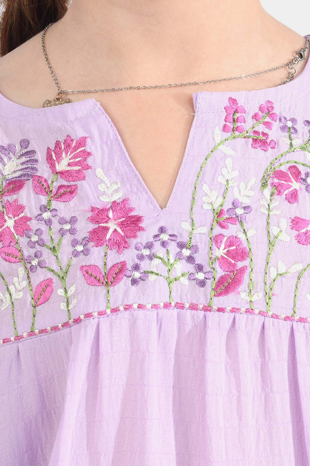 Girls Cotton Casual Frock Lily-Lilac