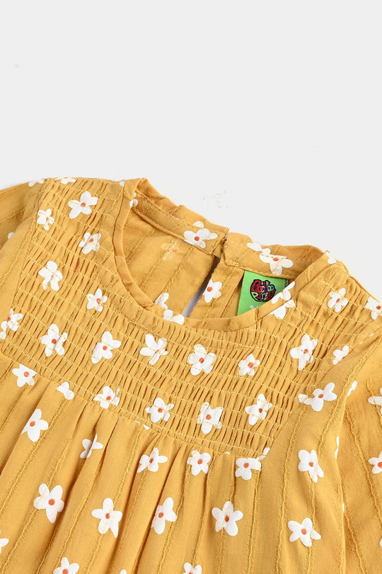 Infant Girls Cotton Casual Top Daisy-Mustard