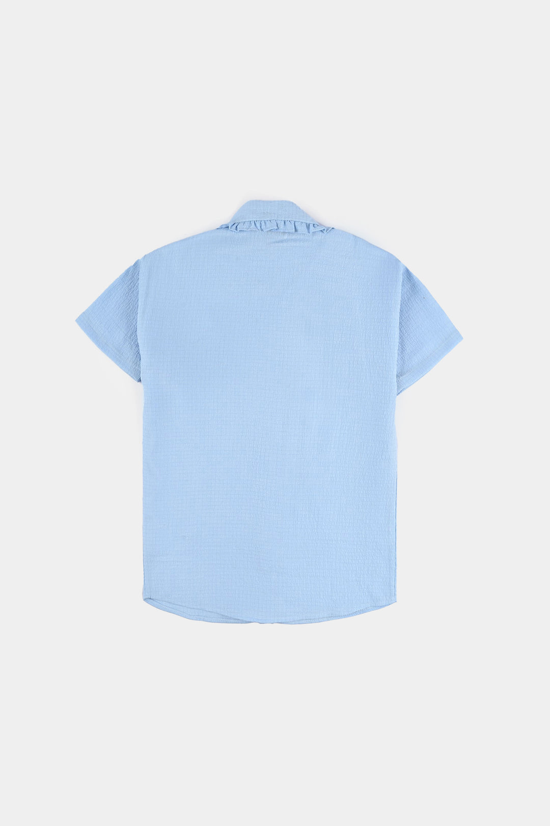 Girls Poly Crinkle Emb Co-Ord Set Frill Collor - Blue